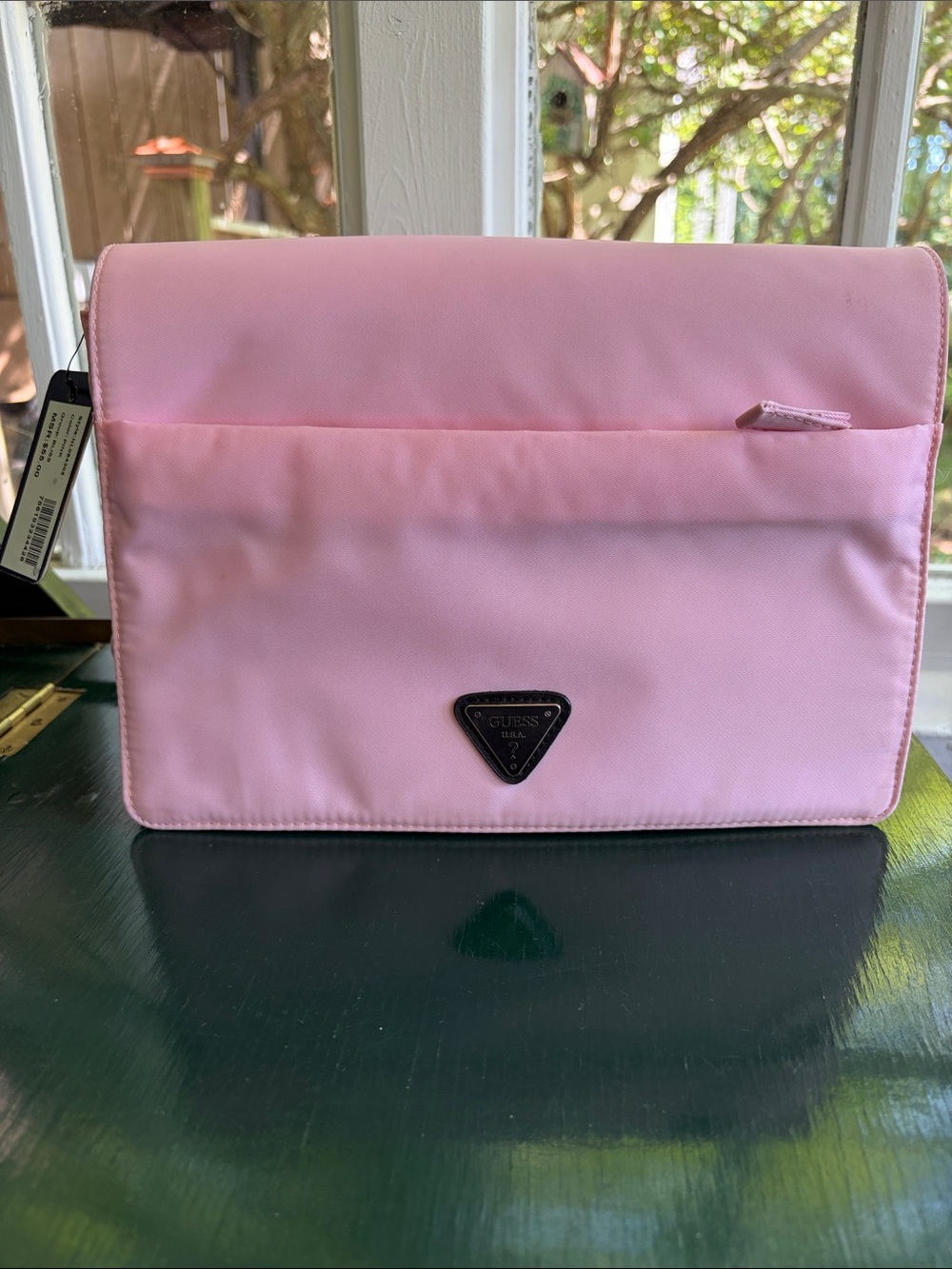 GUESS Pink Nylon Crossbody Bag with Triangle Logo